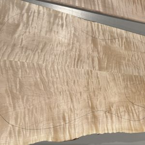 Drop Top-#17048–4A Grade Red Leaf Tiger Maple 22.50"x16"-14"x12.50"x.50"