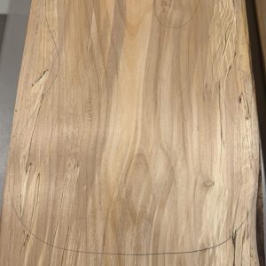 Body Blank-# 17588–Rainbow Alder 1-Piece 24.25”x13.50”-13.25”-12.75”x2”—2.31 LBS/BF