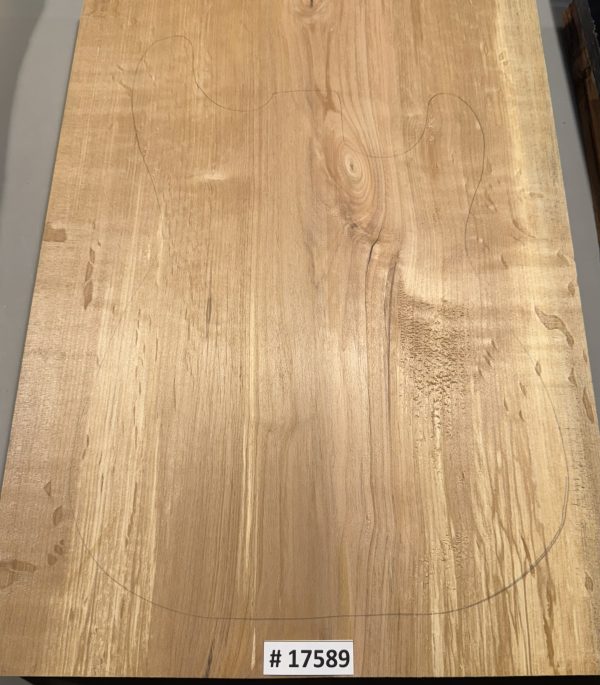 Body Blank-# 17589–B-Grade Rainbow Alder 1-Piece 21.75”x15.75”—15.50”x1.77”—2.32 LBS/BF - Image 2