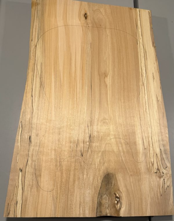Body Blank-# 17605–Rainbow Alder 1-Piece 23.75”x14.50”—13”—12.75”x2”—-2.45 LBS/BF - Image 3