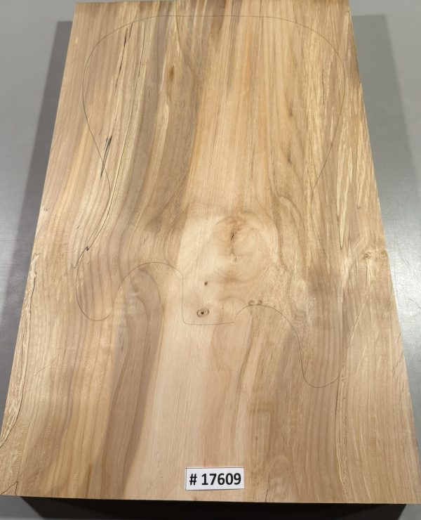 Body Blank-# 17609—B-Grade Rainbow Alder 1-Piece 23”x15.75”-15”—14.25”x1.90”—-2.32 LBS/BF - Image 2