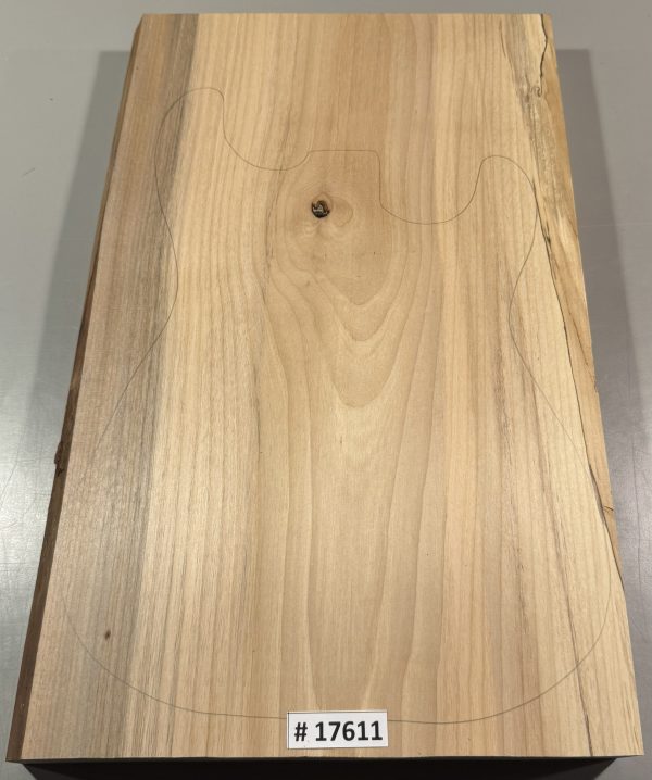 Body Blank-# 17611—B-Grade Rainbow Alder 1-Piece 22.25”x13.25”—13”x1.84”—-2.60 LBS/BF
